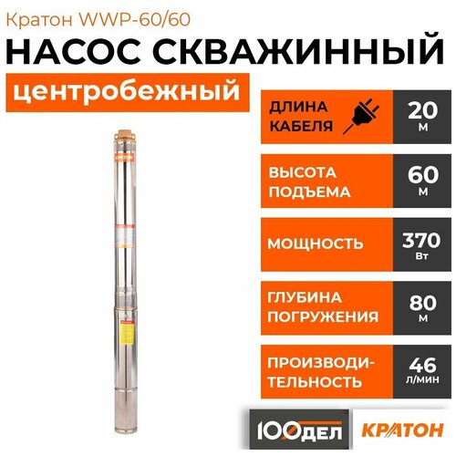 Поверхностный насос скважинный насос Кратон WWP-6060 370 Вт 9200₽