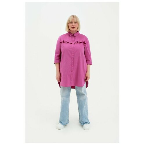 фото Туника женская с воланом mist plus-size, размер 54, цвет розовый