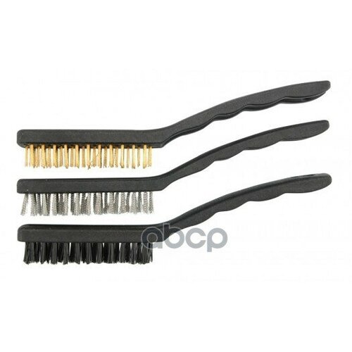 Набор Щеток 3 Пр Прямые В 4 Ряда Проволочные Сталь Латунь Нейлон 230 Мм VOREL арт 06964 409₽