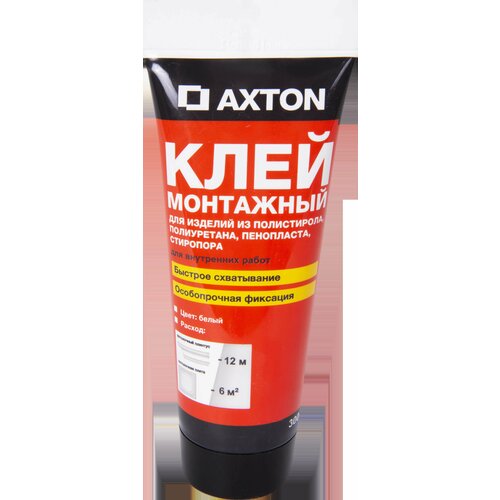 Клей монтажный Axton для потолочных изделий особопрочный, 0.3 кг в тюбике клей axton для потолочных изделий стиропоровый 1 5 кг