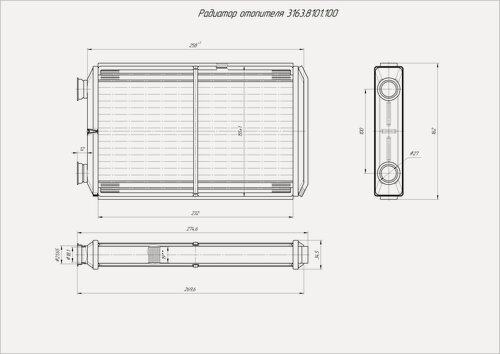 Изображение товара Радиатор отопителя УАЗ Патриот 3163 1-но рядный медный