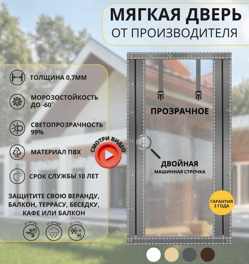 фото 270x140 - Мягкая дверь (ПВХ) - серая