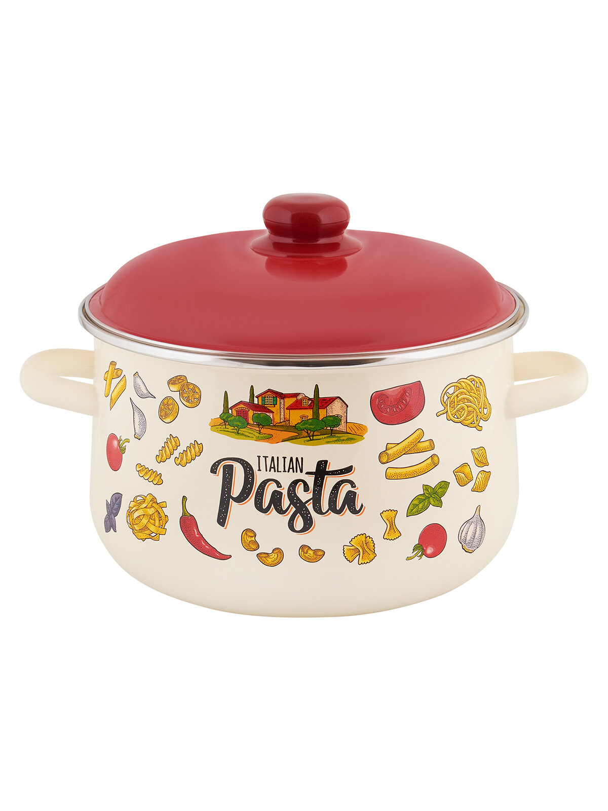 Кастрюля эмалированная Appetite Pasta ITALIAN, с крышкой, 5,5 л