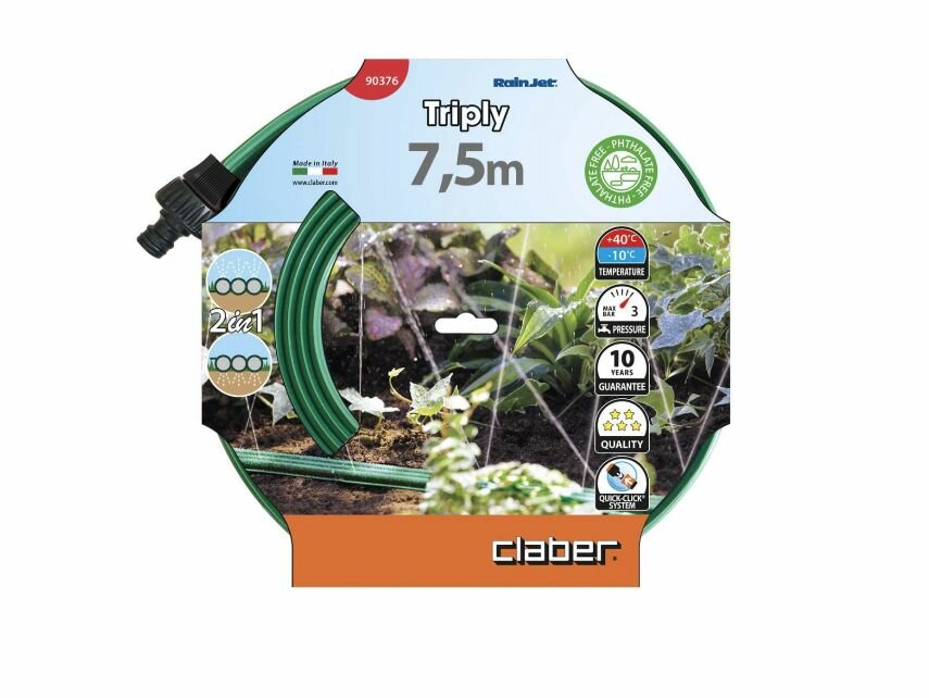 фото Шланг-дождеватель зеленый 7,5м CLABER 903760000