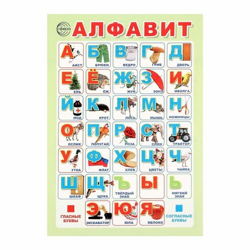 Плакат Алфавит розовый фон, А4, 20 штук