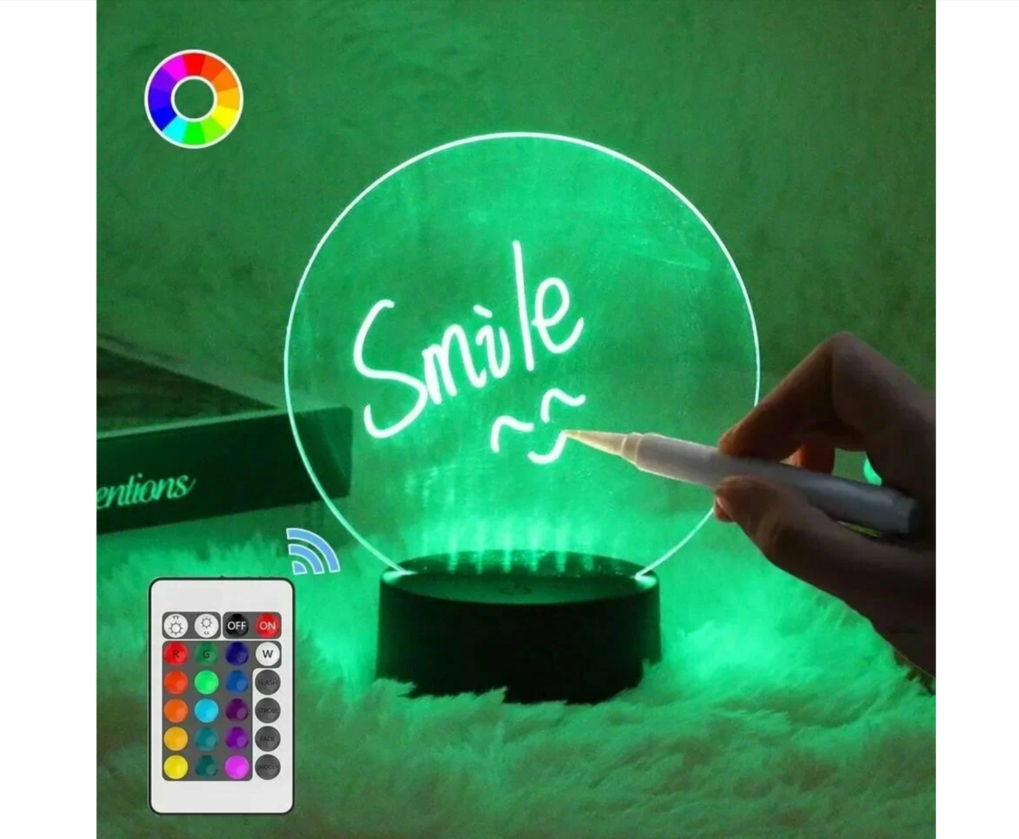 Ночник с маркером и пультом Creative RGB 3D, декоративный светильник детский (с USB кабелем)
