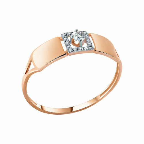 Кольцо АЛЕКСИ, красное золото, 585 проба, фианит, размер 17.5, золотой, красный