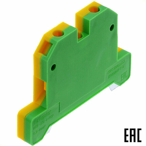 Клемма NTB-JXB-4-PEN 61223 винтовая жёлто-зелёная 4мм2 ширина 6,5мм Navigator (8 шт. в комплекте)