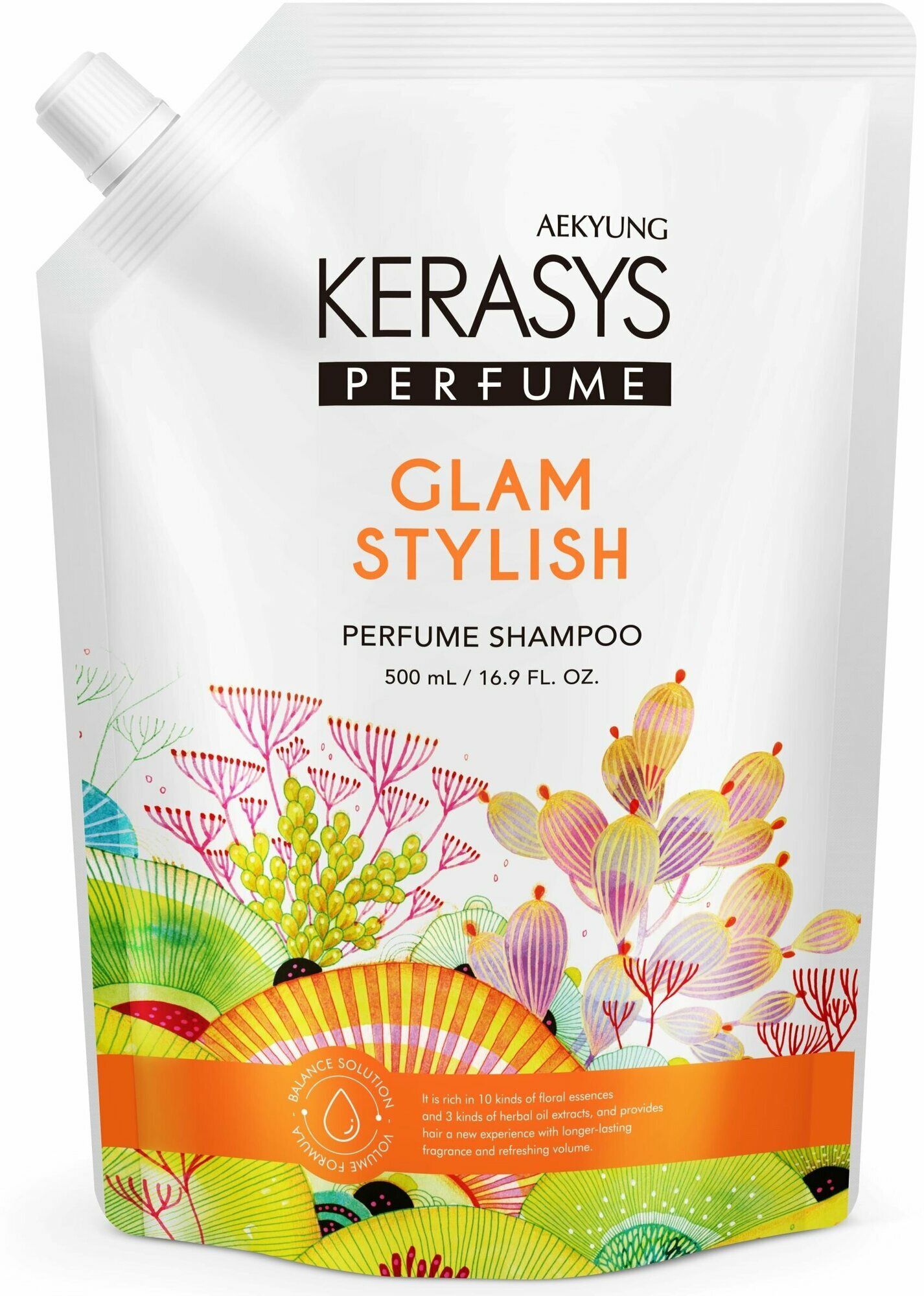 Kerasys Шампунь для волос парфюмированный Гламур Aekyung Parfumed Glam & Stylish 500 мл мягкая упаковка