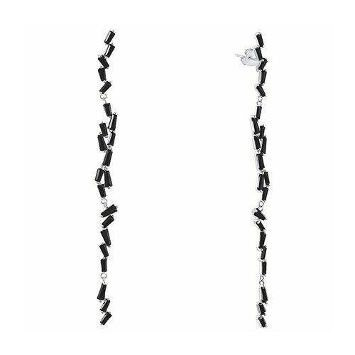 Серьги ЗлатаМира, серебро, 925 проба, шпинель длинные серьги с натуральными камнями черной шпинелью