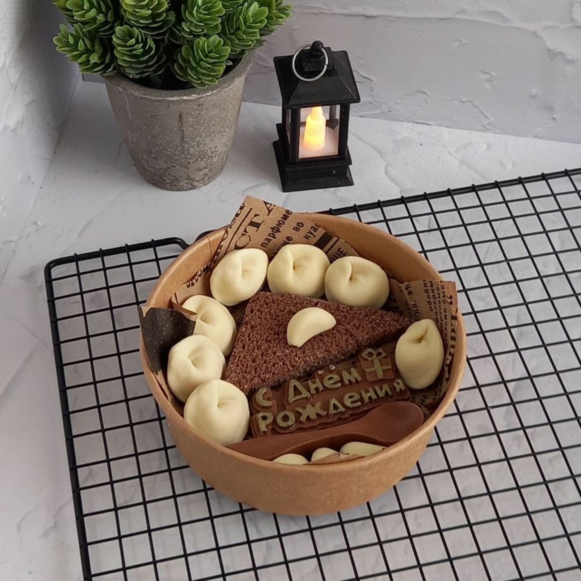 Прикольный шоколадный набор ручной работы с пельменями в подарок на День рождения!