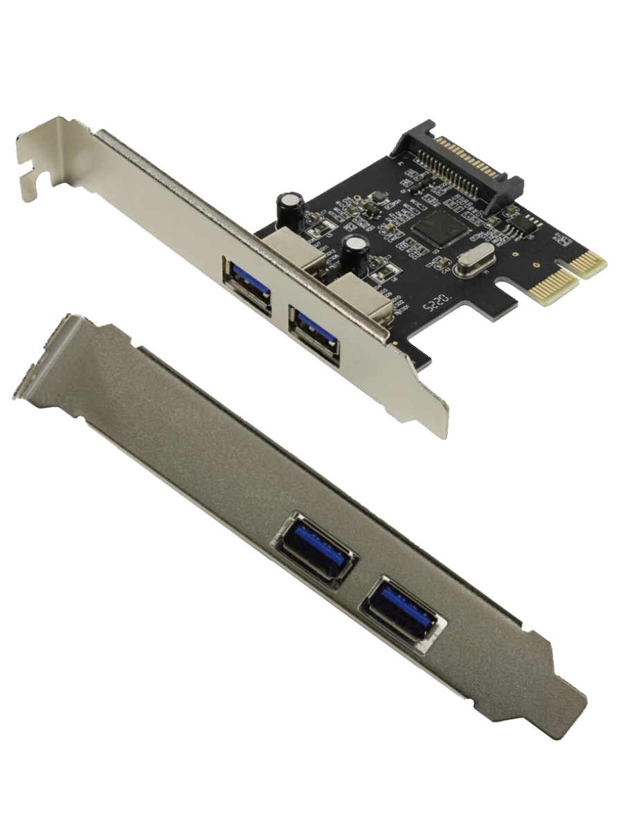 Адаптер плата-карта расширения PCI-E HUB USB 3.0х 2 порта для настольных компьютеров PCI Express 5 Гбит/с для материнской платы