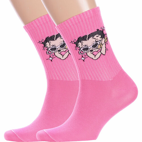 Носки HOBBY LINE, 2 пары, размер 36-40, розовый носки hobby line 2 пары размер 36 39 розовый черный