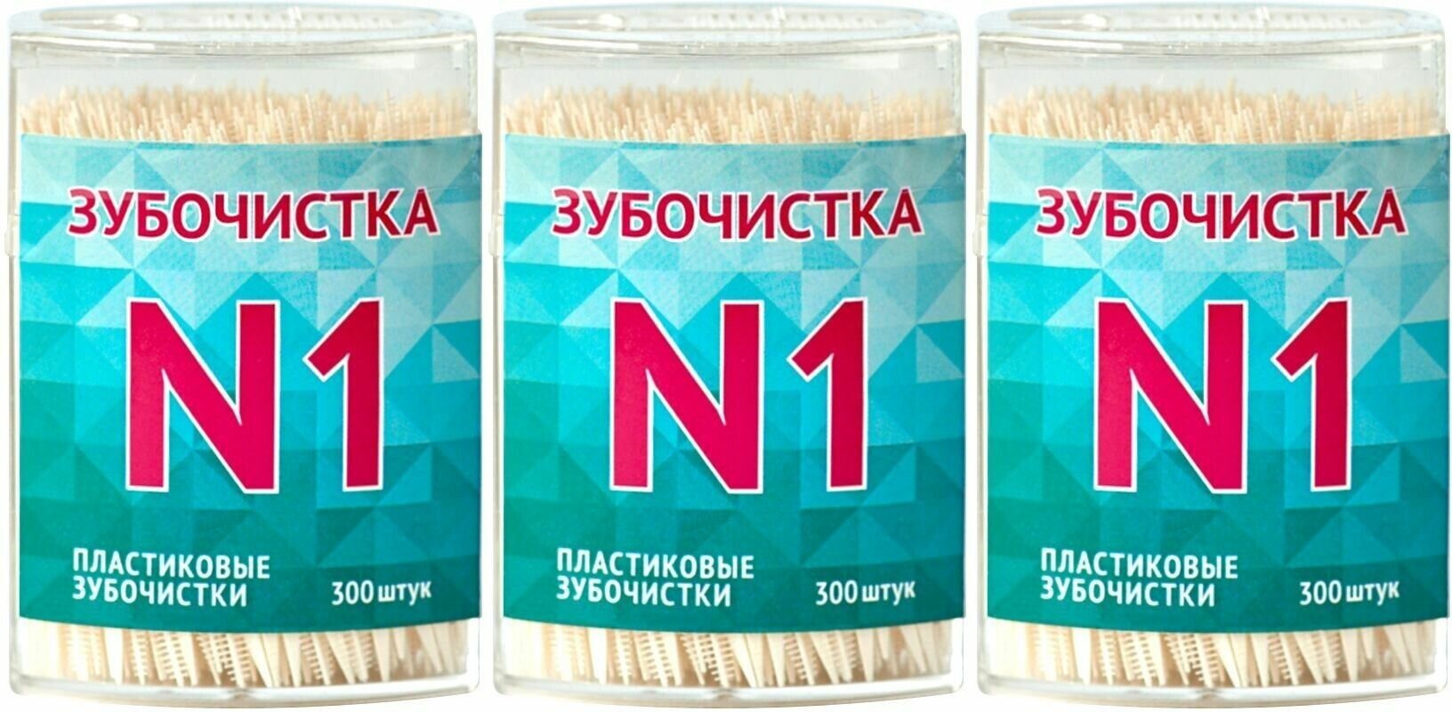 Зубочистки Зубочистка N1 пластик 65мм 3 упаковки по 300шт