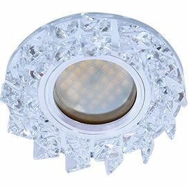 Ecola MR16 DL1661 GU5.3 Glass Стекло Круг с крупными прозр. стразами Елочка/фон зерк./центр. часть хр