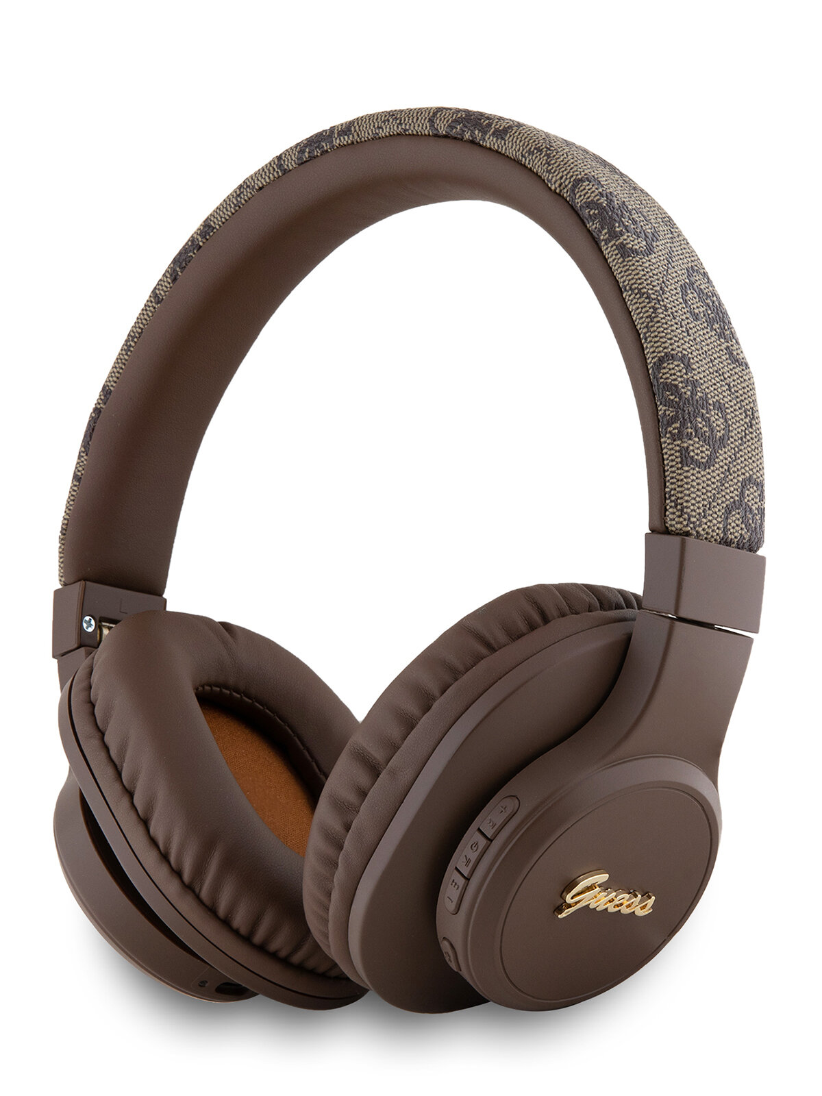 Guess наушники беспроводные накладные Bluetooth Headphones Sound PU 4G Script Metal Logo Brown