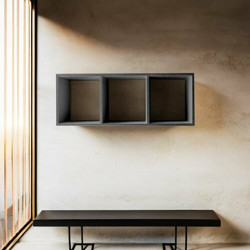 Полка для книг и сувениров, ЛДСП, графит, для гостиной/прихожей, 26x75x20 см