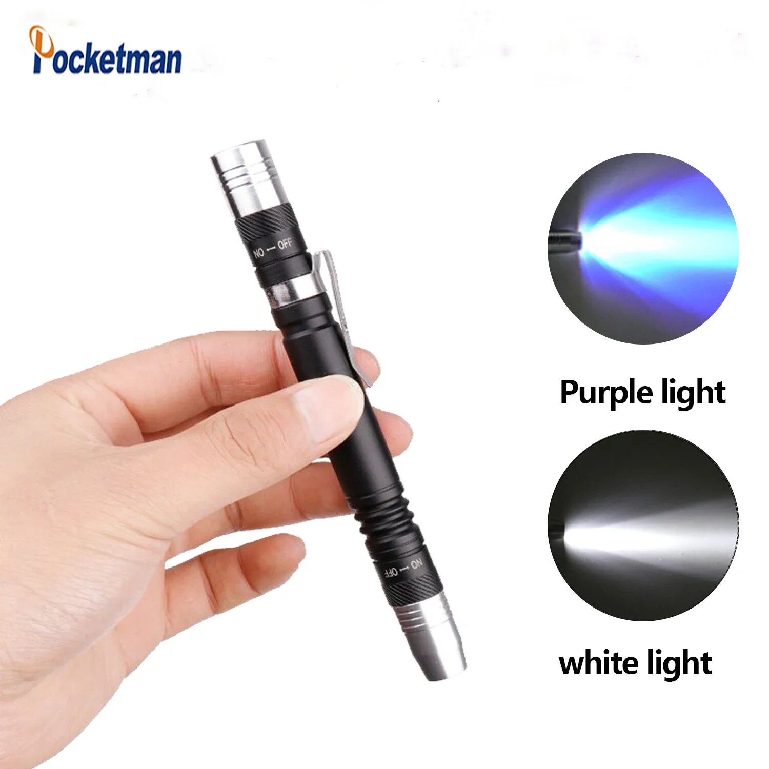 POCKETMAN Ультрафиолетовый фонарик 2 в 1, no included Battery, 2 pcs, Черный