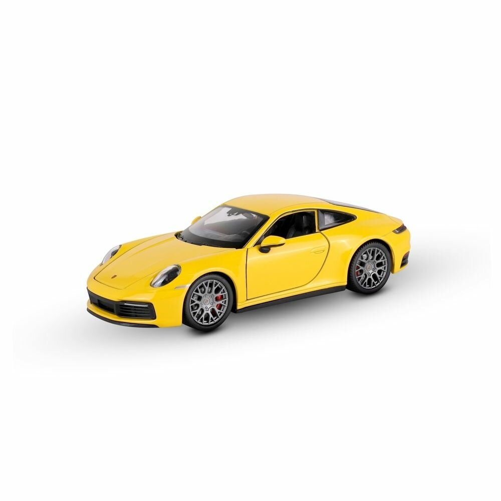 Модель машины Welly "Porsche 911 Carrera S4", масштаб 1:24, металл, резиновые шины, открываются двери, желтая
