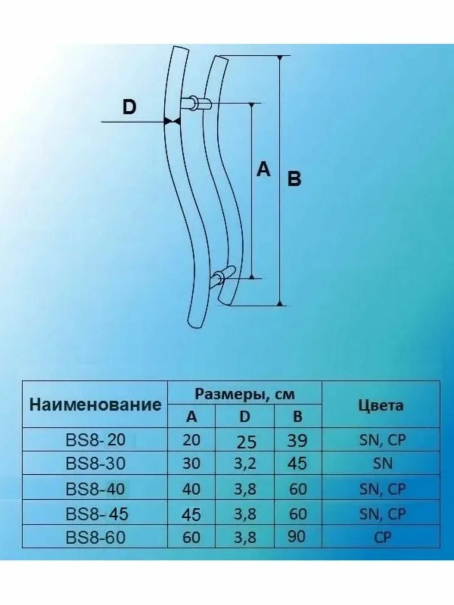 Ручка скоба BS8-60 CP - (Хром) MSM, 90 см, 60 см между креплениями, 3.8 см диаметр — фото 1