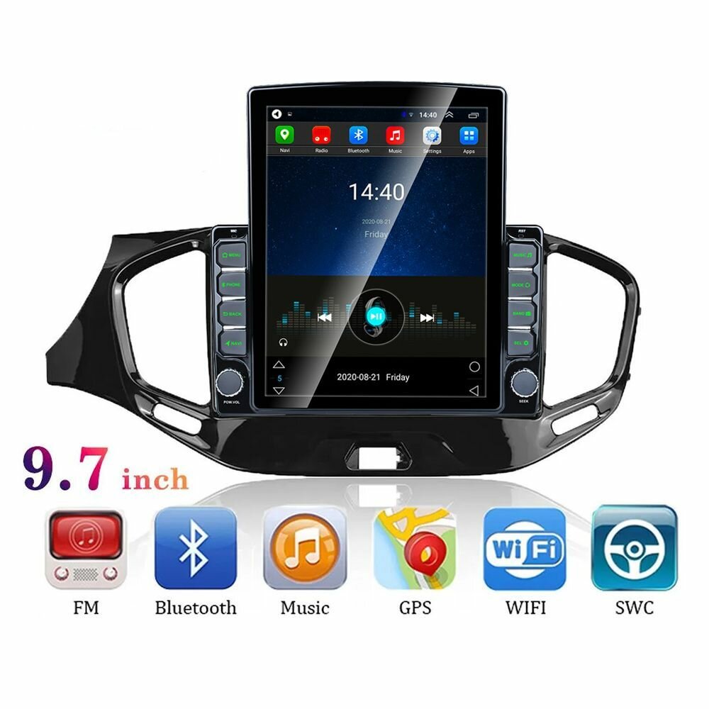 9.7 дюймов Android 13 с кнопкой Магнитола For Lada Vesta 2/32 Гб ядерный процессор, IPS экран, FM/RDS модем, Carplay/Android auto