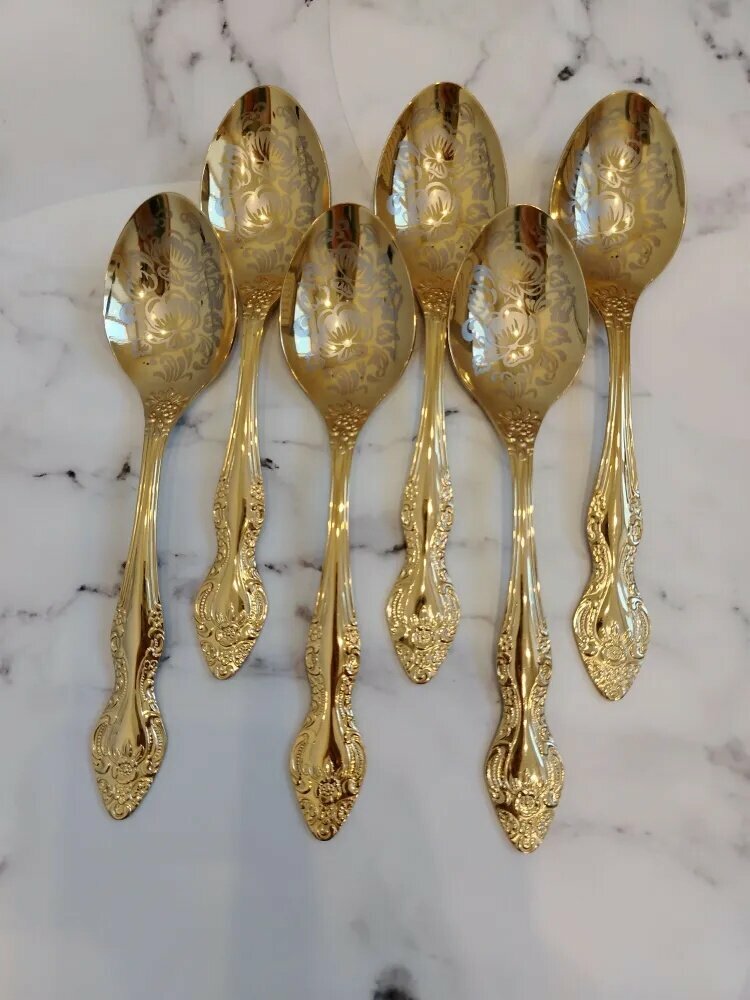 Павловский завод им  Кирова Ложка столовая тройка пнтп хр 6 предм  серебристый  золотой