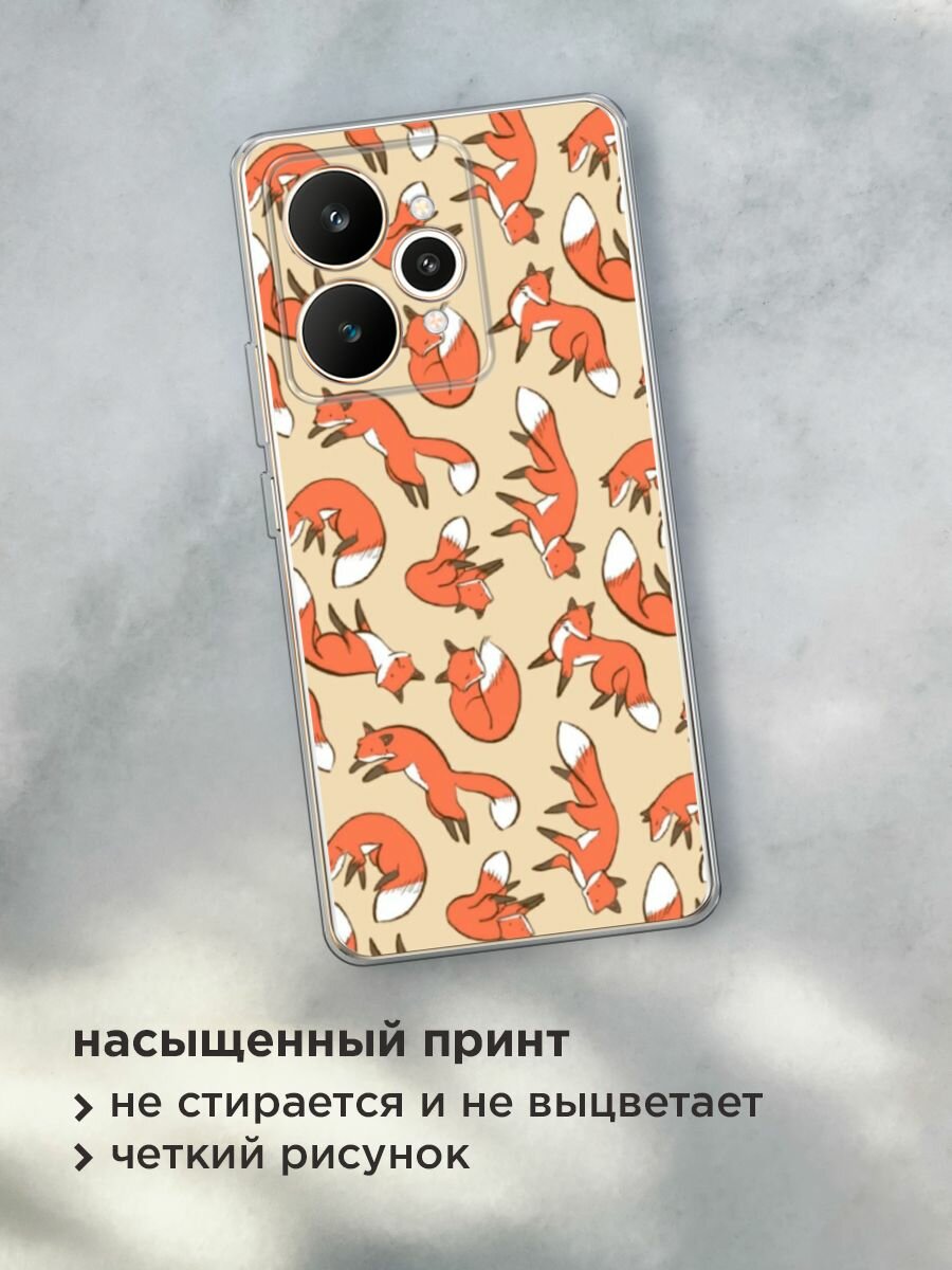 Силиконовый чехол на Realme 15 / Реалми 15 с принтом "Лисички фон" — фото 1