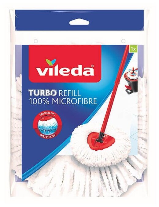 Насадка для швабры Vileda Turbo 2 в 1 "Легкий отжим" Easy Wring, комплект 1 шт