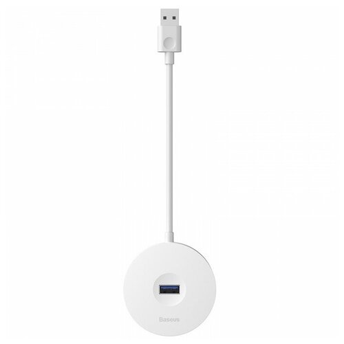 Переходник BASEUS Round Box, Разветвитель, USB - 1xUSB3.0 + 3xUSB2.0, 25 см, белый (CAHUB-F02) хаб cahub gb02 baseus round box hub adapter type c usb a to usb3 0 1 usb2 0 3 12cm белый