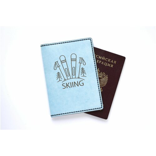 фото Обложка для паспорта coup, натуральная кожа, отделение для денежных купюр, отделение для карт, голубой