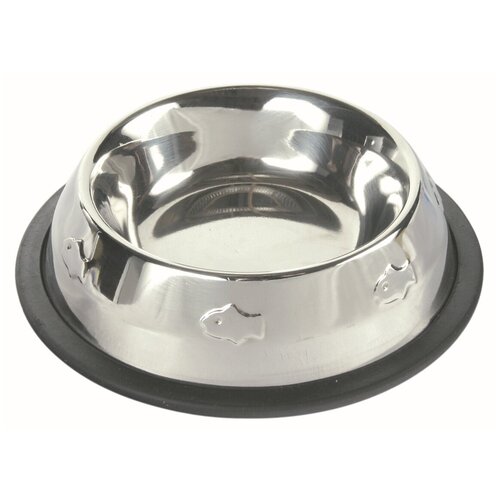 миска металл ф 12см 0 45 л Миска металлическая для кошки с резинкой и чеканкой, Ф 15 см, 0,2 л