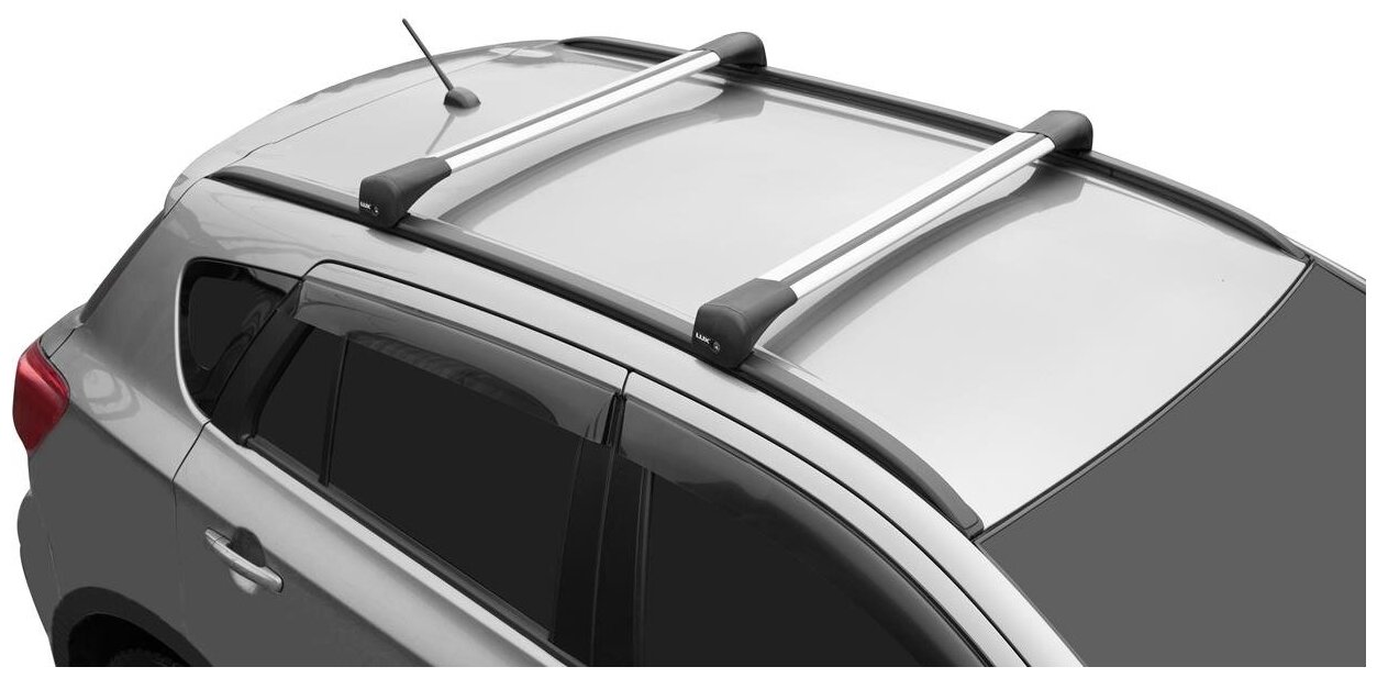 Багажник на крышу Mitsubishi Eclipse Cross, Mitsubishi Pajero Sport 3 на интегрированные рейлинги, LUX Bridge, Серебристые поперечины