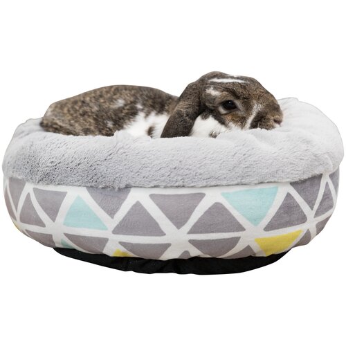 Лежак с бортиком Trixie Bunny, круглый, плюш, ф 35 х 13 см, разноцветный/серый лежак пещера jimmy 40 × 35 × 35 см серый