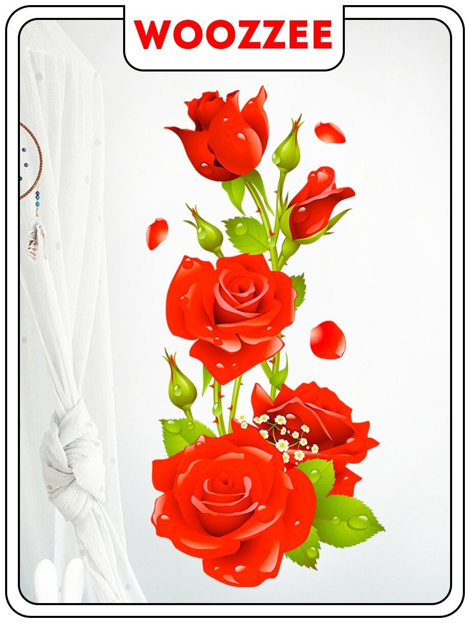 Наклейка интерьерная Woozzee "Букет роз" / наклейки для интерьера / наклейки на стену / интерьерные наклейки / наклейки для мебели