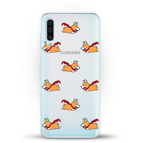 жидкий неоновый чехол корги фон на samsung galaxy a50 самсунг галакси а50 Силиконовый чехол Корги с шарфом на Samsung Galaxy A50