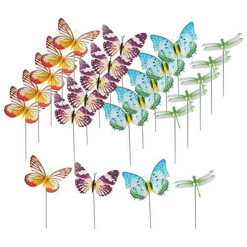 Декоративные штекеры "Волшебство бабочек", 24 штуки, светящиеся в темноте