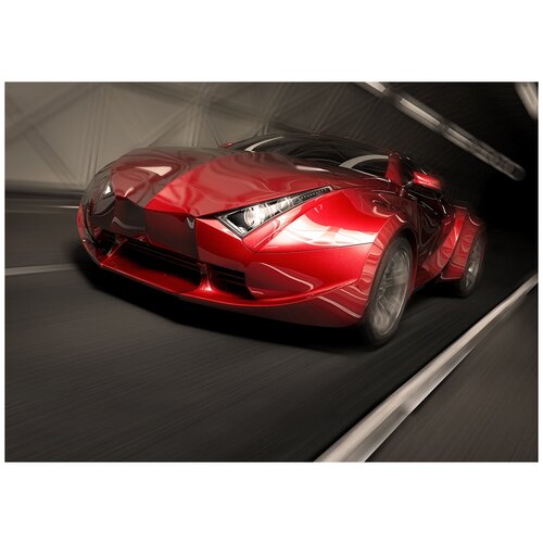 Авто. Красный спорткар - Виниловые фотообои, (211х150 см)