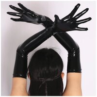 Сексуальные BDSM перчатки имитация винила для ролевых игр, для косплея, эротические перчатки длинные черные виниловые