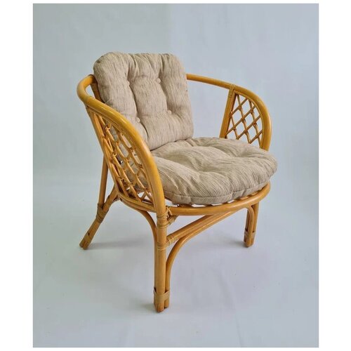 Кресло из натурального ротанга со светлой подушкой Багама, цвет мед