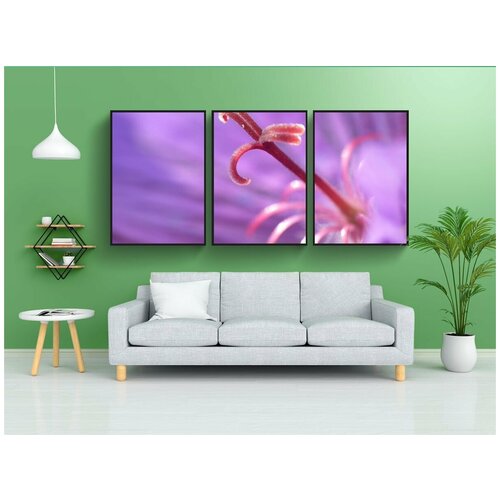 фото Набор модулных постеров для интерьера "тычинки, цветок, фиолетовый" 60x90 см. в тубусе, без рамки lotsprints