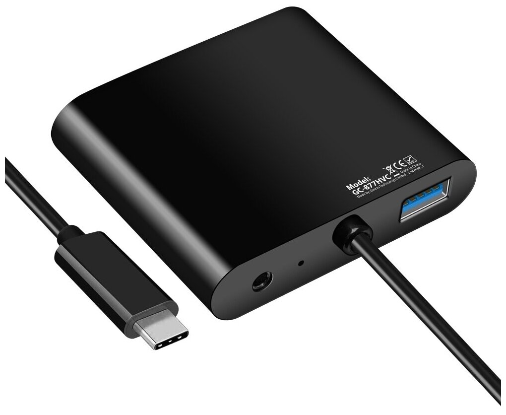 Адаптер GINZZU Type C - HDMI & VGA & Audio (DC-jack 3,5mm) & USB3.0, GC-877HVC