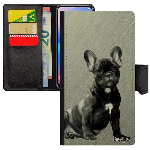 фото Стильный чехол книжка на смартфон // apple iphone 7 // "бульдог" собака стиль, utaupia, серый