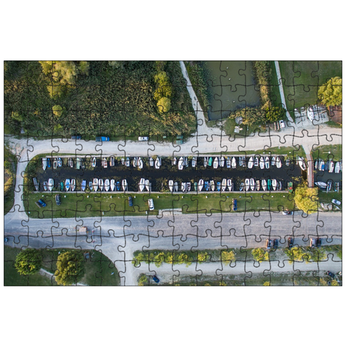 фото Магнитный пазл 27x18см."дорога, улица, лодка" на холодильник lotsprints