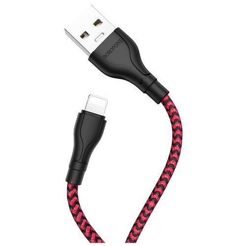 Кабель USB BOROFONE BX39 Beneficial, USB - Lightning, 2.4А, 1 м, черно-красный кабель borofone usb microusb bx39 beneficial 1 м 1 шт черный красный