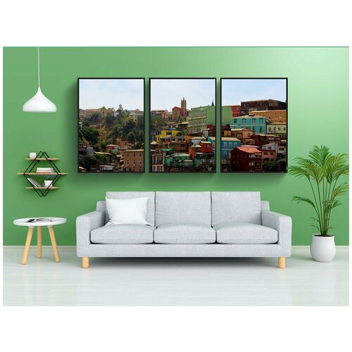 фото Набор модулных постеров для интерьера "вальпараисо, архитектуры, южная америка" 60x90 см. в тубусе, без рамки lotsprints