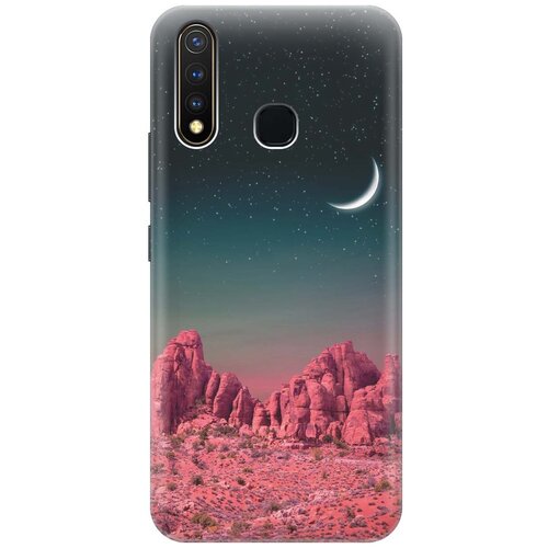 фото Силиконовый чехол на vivo y19 / виво у19 с принтом "месяц над розовыми горами" gosso