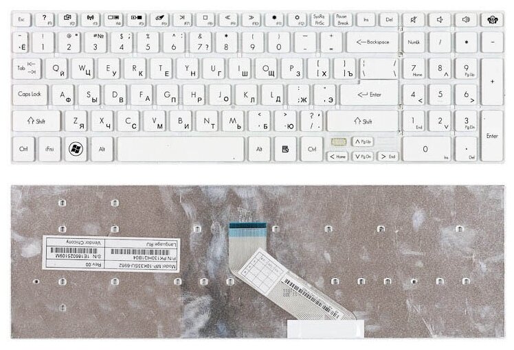 Клавиатура для ноутбука Packard Bell Easynote LS44 белая 970₽