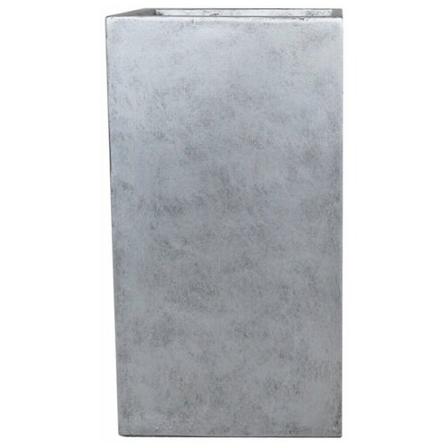 Кашпо Крисмас Высокое, квадратное, файберстоун, серебристое W29 L29 H55