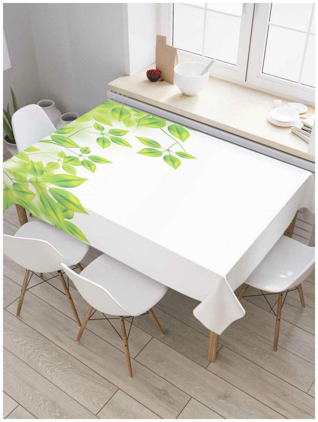 Скатерть прямоугольная JoyArty на кухонный стол "Лиственный пейзаж" из оксфорда, 120x145 см