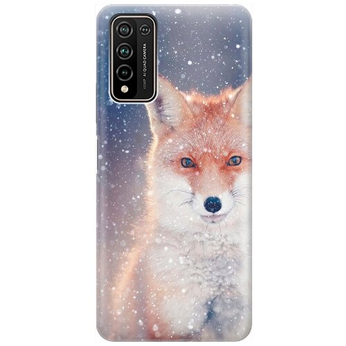 фото Ультратонкий силиконовый чехол-накладка для honor 10x lite с принтом "лисица в снегопад" gosso